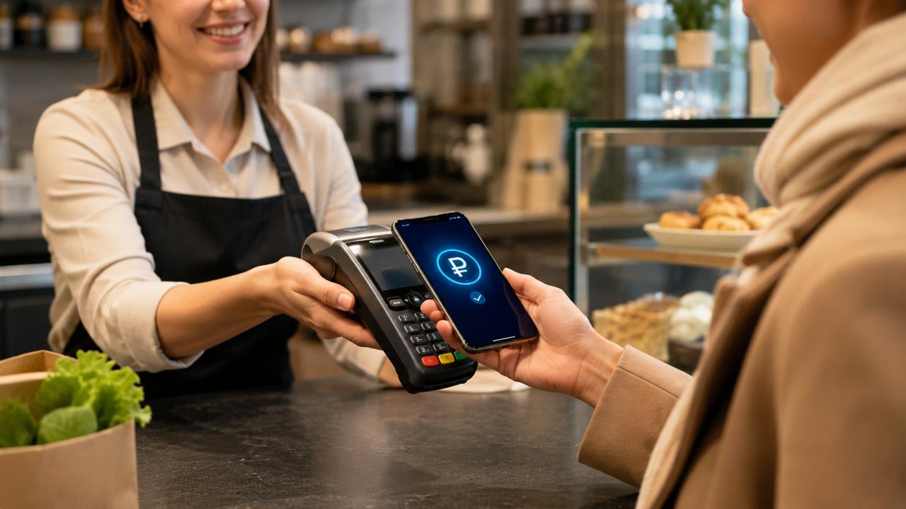 Оплата покупки цифровым рублем через смартфон