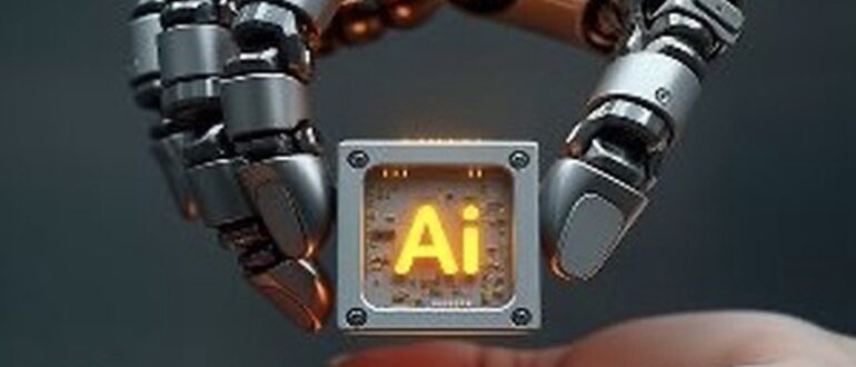 Искусственный интеллект в виде роботизированной руки передаёт чип человек